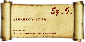 Szakszon Irma névjegykártya