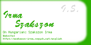 irma szakszon business card